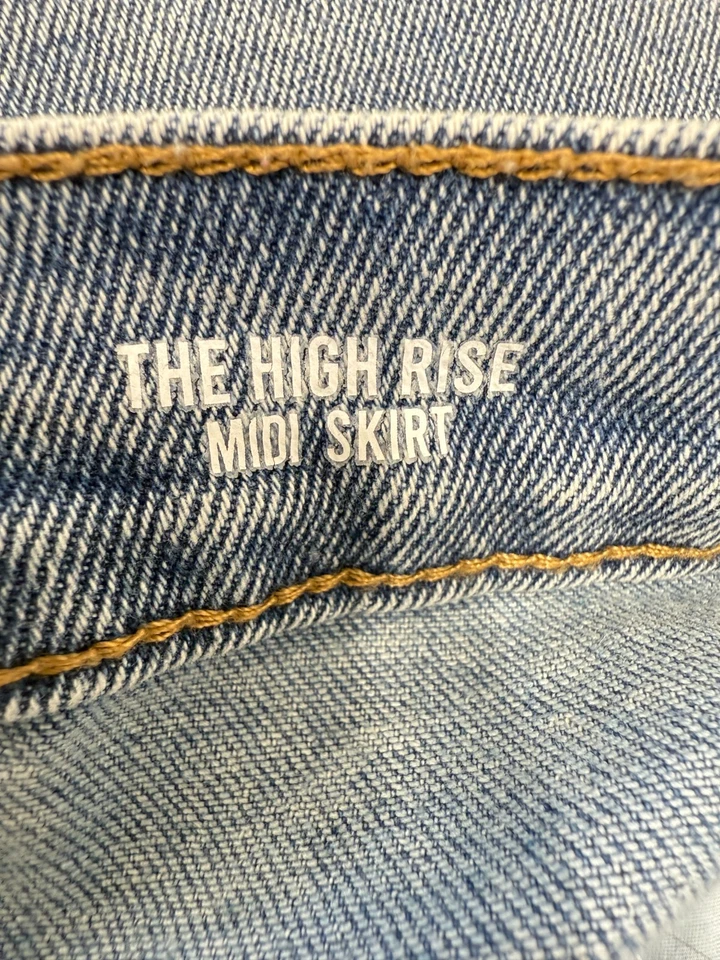 Falda midi de tiro alto Kensie Jeans azul denim con abertura frontal Y2K años 90 occidental talla 2 Foto 4 de 4