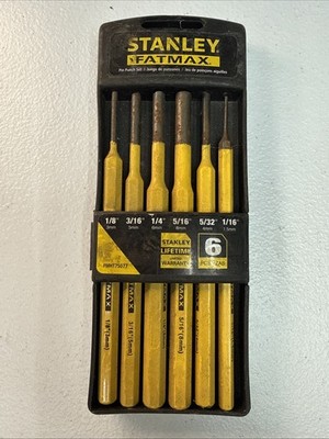 STANLEY FATMAX 6 PIECE PIN PUNCH SET 1/8'' 3/16'' 1/4'' 5/16'' 5/32'' 1/16'' NIP