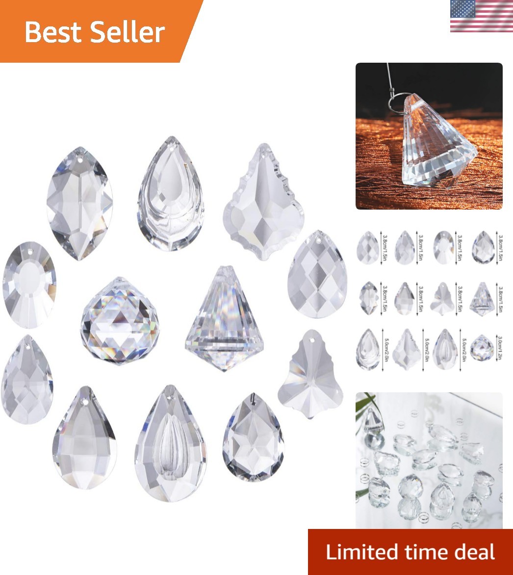 H&D Clear Jewelry Crystals Pendants Chandelier Lamp Lighting Drops Prisms Han...