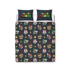Nintendo Super Mario Double Duvet Cover Set Blackened Kids 2 in 1 Designs