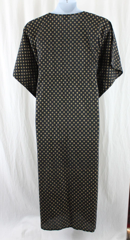 Vestido para mujer Pax Philomena negro metálico dorado estampado algodón caftán talla única Foto 2 de 4