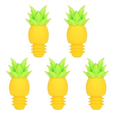 Set Of 5 Cute Silicone Pineapple Wine Bottle Stoppers Great For Home and Bar Use