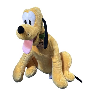 Disney Store Pluto Dog Green Collar Plush Stuffed Animal 15 
