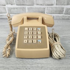 Vintage AT T 100 Traditional Corded Landline Telephone Push Button Desk Beige