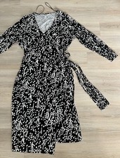 Diane Von Furstenberg For Target XXL Black Midi Sea Spots Wrap Dress Long Sleeve