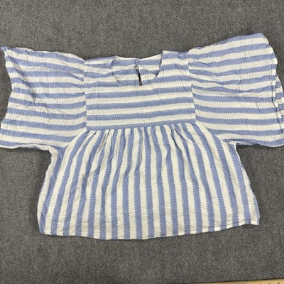 Emerson Fry India Collection Top Large Blue White Stripe Organic Cotton