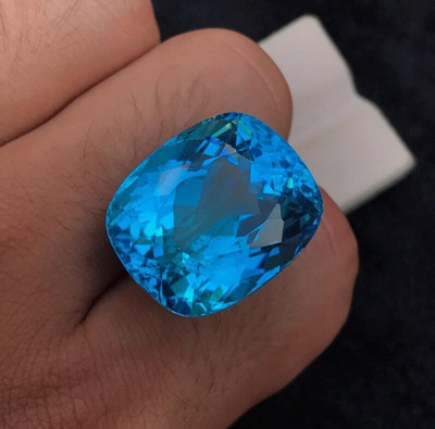 100 Ct GIE Certified Natural Brazilian Sky Blue Topaz Cushion Cut Loose Gemstone