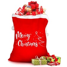 Jumbo Velvet Christmas Santa Sack Gift Bags Drawstring Wrapping 43x27 Inch