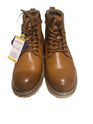 Steve Madden Mens Size 8.5 Boots P-Bowery Chukka Cognac Brown Lace-up Zipper