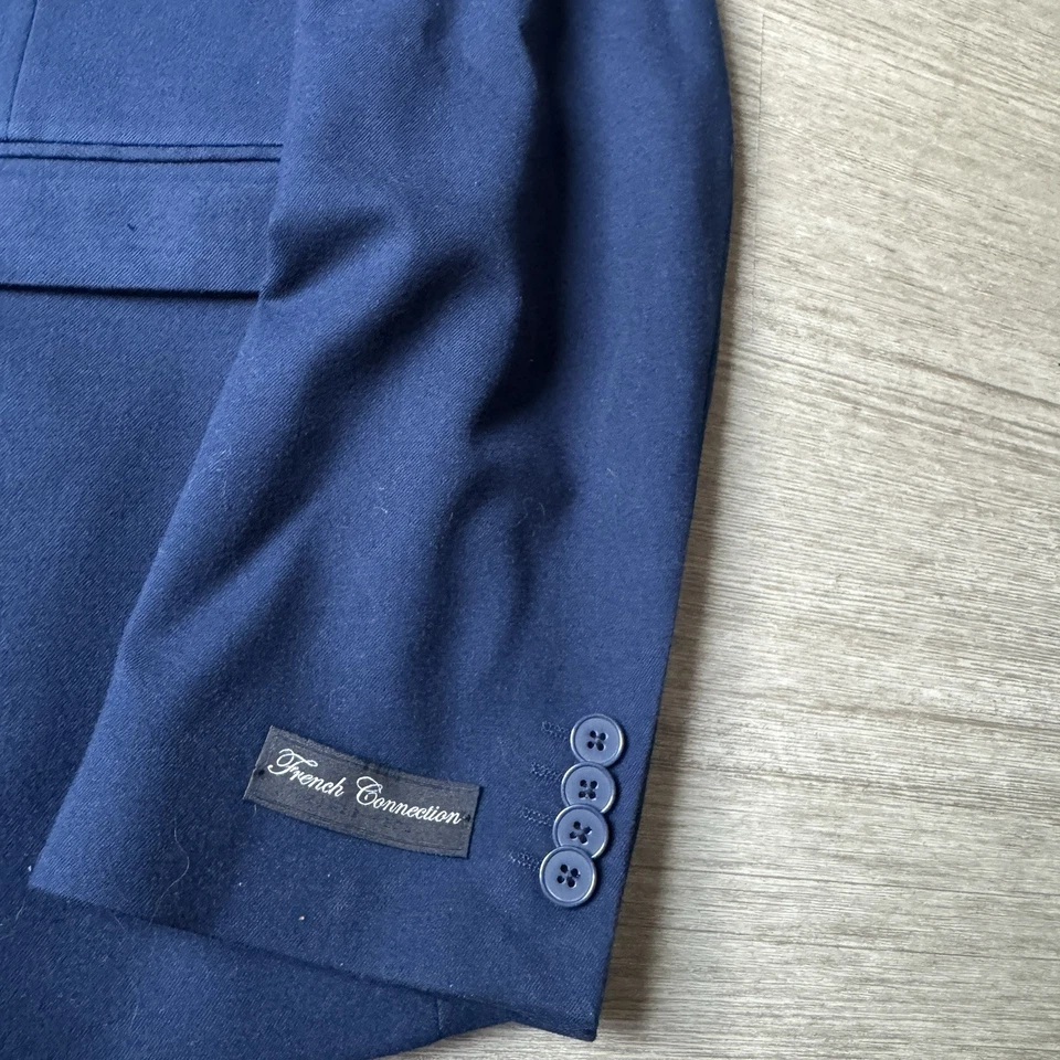 French Connection Men’s Wool Blend Blazer Size 48 Blue 2 Button Suit Top - Image 4 of 4