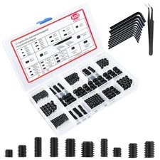 500 Pcs 25 Size Black Set Screw Assortment Kit, Alloy Steel Set Screws for Bathr