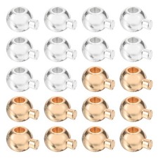 20 Pcs Crimp Beads for Jewelry Making, Spacer Bead Cover, Light Gold/Silver