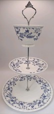 Royal Vale Bone China Blue White Floral 3 Tier Cake Stand Afternoon Tea Vintage