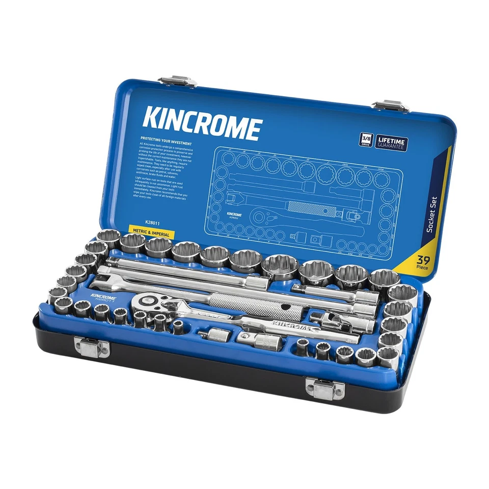 KINCROME 39PC 3/8" Drive Socket Tools & Accessories Set METRIC & IMPERIAL K28011