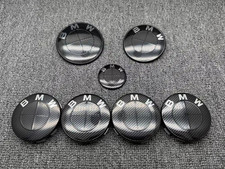 7pcs Black Carbon Fibre Roundel Steering Front Rear Emblem Badge Wheel Cap 7pcs Black Carbon Fibre Roundel Steering Front Rear Emblem Badge Wheel Cap
