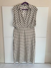 Express Women’s Large Black Beige Geometric Sleeveless Button Front Midi Dress