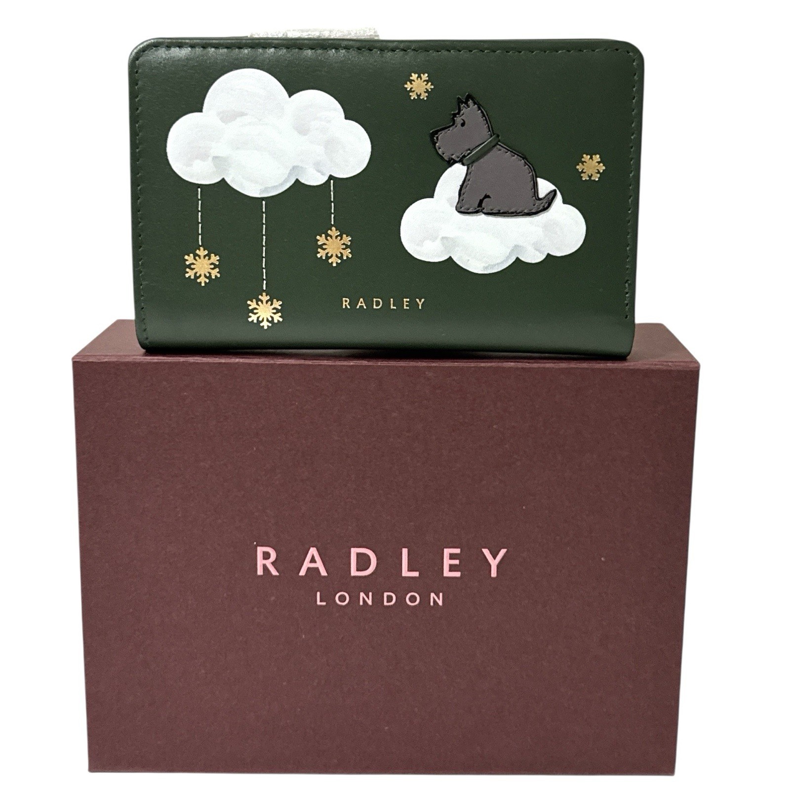 RADLEY Purse Green Leather Coin Card Wallet Boxed It’s Written In The Snowflakes