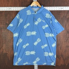 Puma Golf Performance Polo AOP Pineapple Print Stretch Flex Blue Men  s 2XL XXL