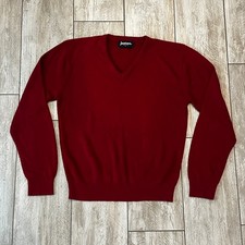 Vintage Jantzen Sweater Mens L Red Long Sleeve V-Neck Pullover USA Made