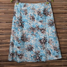 TALBOTS Stretch A-Line Fully Lined Silk/Cotton/Spandex Floral Print Skirt 8