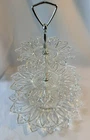 Vintage FEDERAL GLASS Lou Glazer 3 Tier Petal Glass Stand Server 11” Dia x 14” T