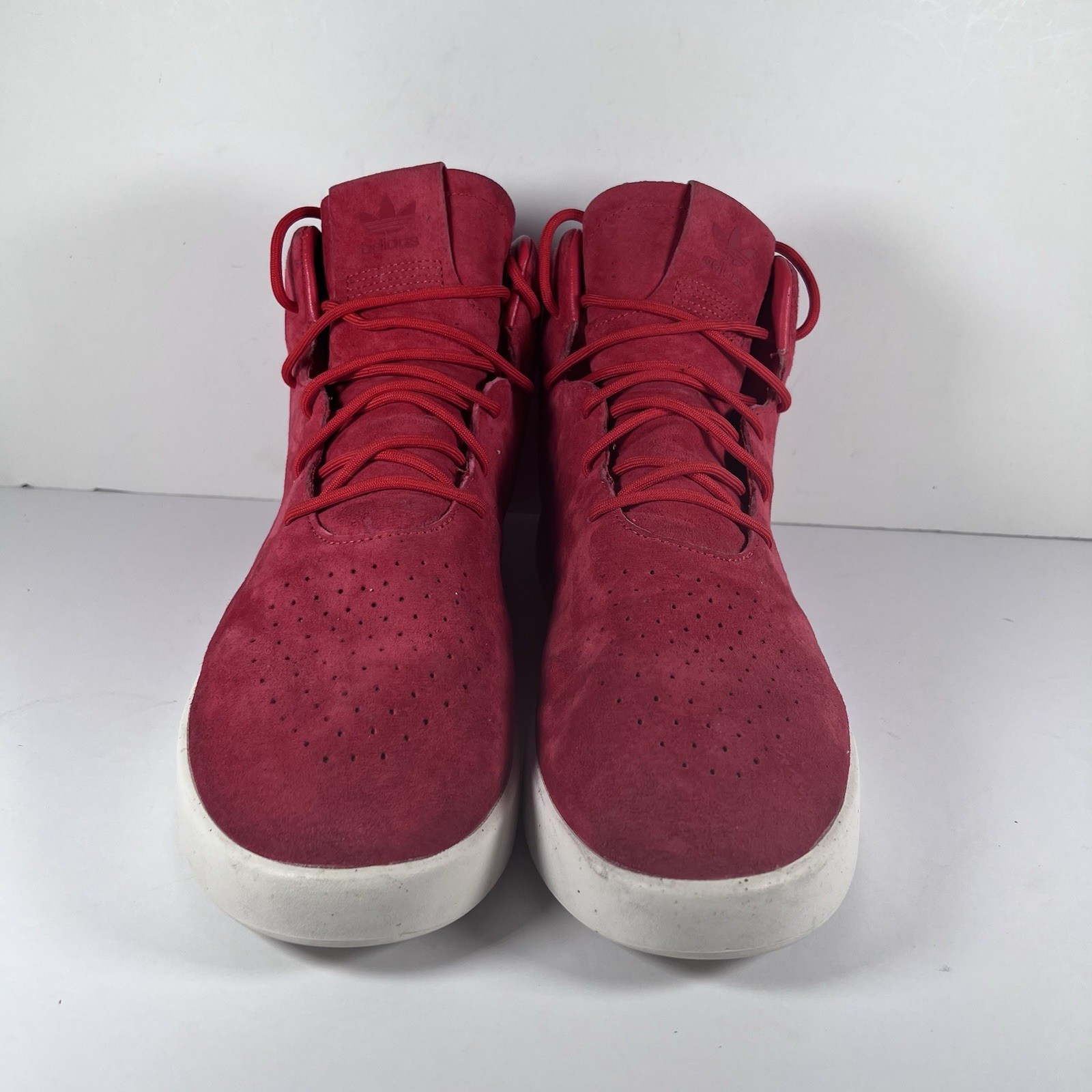Adidas Tubular Invader Mid Red Suede Lace Up Athletic Shoes Men's Size 10 thumbnail 2