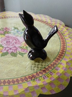Mackenzie Childs Solid Black Stoneware Pie Bird