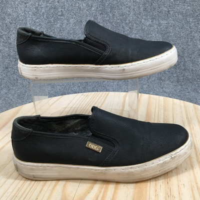 #ad GBG Los Angeles Shoes Womens 9 M Gredda Slip On Sneakers Black Faux Leather Low $42.99