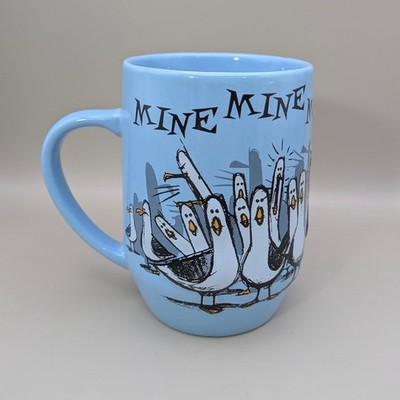 Disney Pixar Finding Nemo Mine Mine Mine Seagulls Raised 3D Coffee Mug 5'' Blue
