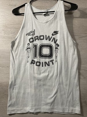 VINTAGE 90s Tank Top Shirt LG Heather Gray Nike /annex Medallion Made USA (B)