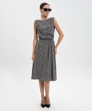 RRP 2800$ Dolce&Gabbana Draped Chevron Midi Cocktail Dress Silk IT 42 US 6
