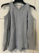 Michael Kors Women s Cold Shoulder Gray Cable Knit Sweater Size S M