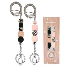 2 PCS Teacher Lanyards Cute Silicone Beaded Neck Strap for ID Badge Keys