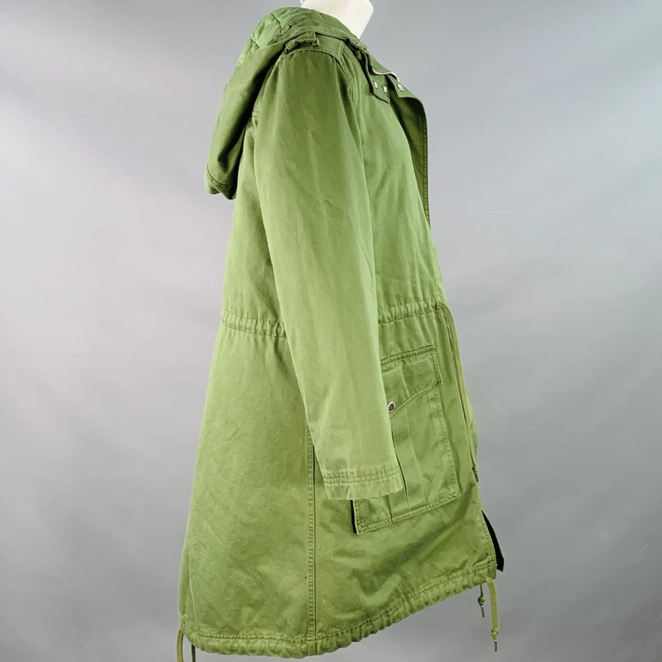 MARC by MARC JACOBS Taglia M Cotone Verde Trapuntato Cappuccio Zip Up Cappotto - Immagine 2 di 4