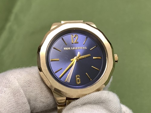 KARL LAGERFELD KL-3407 Blue Dial Gold Tone s/s 10 ATM QUARTZ WOMEN'S WATCH - Picture 2 of 16