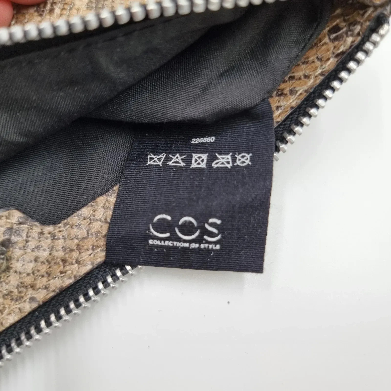 COS Brown Python Snake Print Genuine Leather Pouc… - image 5