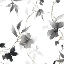 Peel and Stick Wallpaper Floral Black White Modern Watercolor Contact Paper