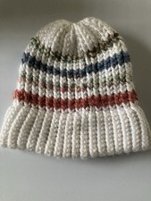 Crochet Women  s Beanie Hat Multi Color Stripes Cold Outside Warm Cute Winter