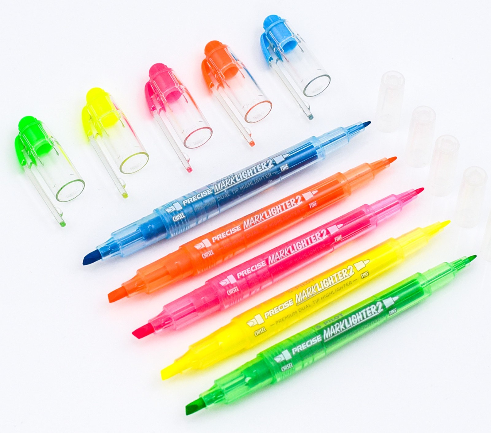 Pilot 15259 Precise Marklighter2 Premium Dual Tip Highlighter, 5 Color Set
