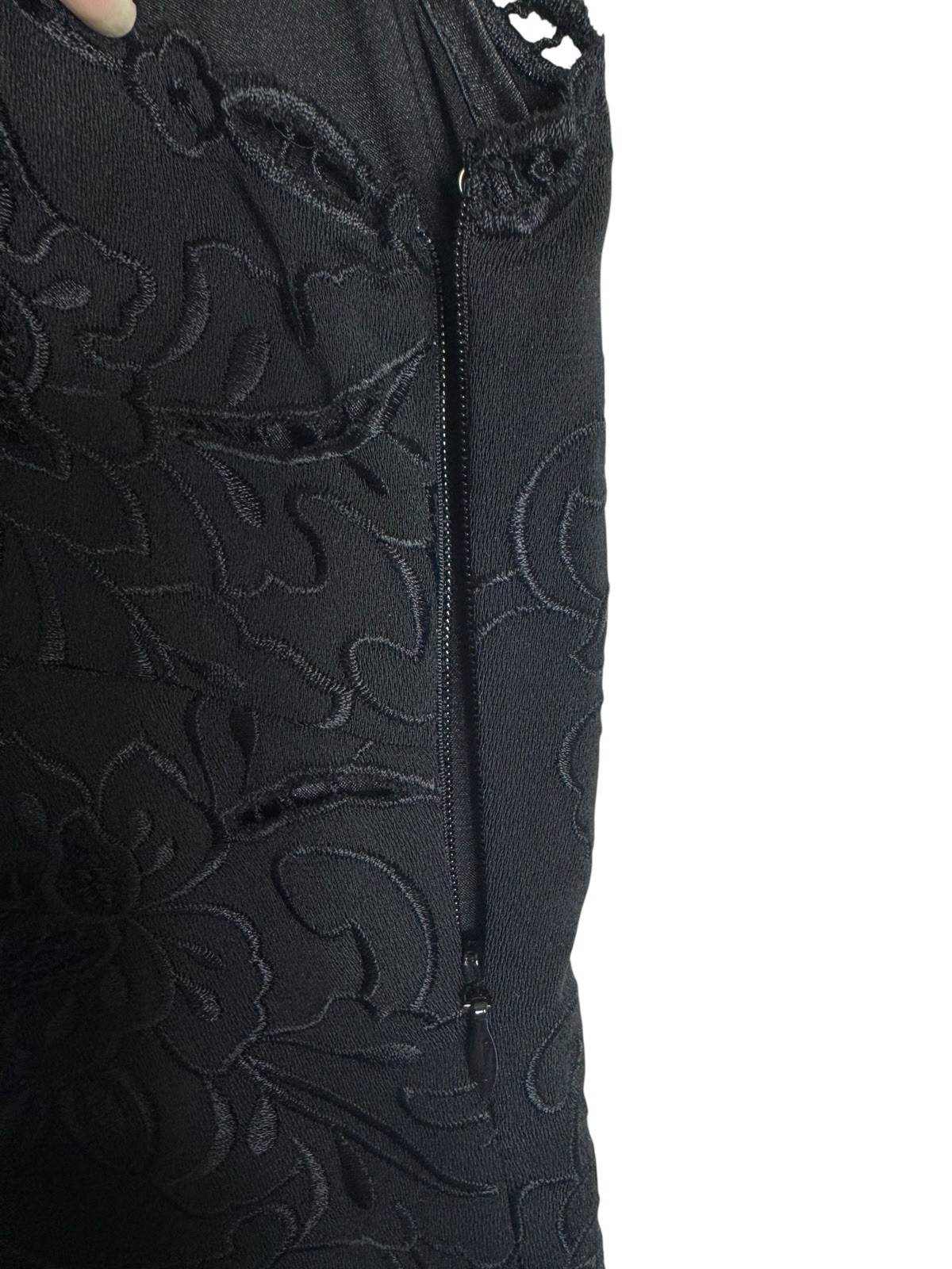 Sweet Sinammon Black Sheath Dress Embroidered Lined Size L