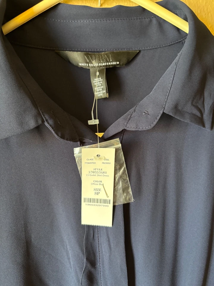 Vestido Oficial WHBM Godet Azul Manga Larga Nuevo con Etiquetas 8P Foto 4 de 4