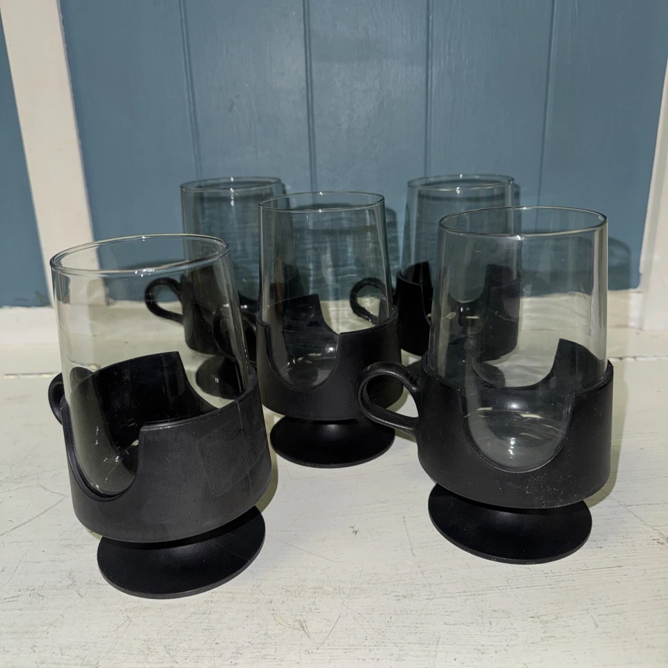Винтажные 70-е Corning Snap-Glas Mod MCM Стеклянные Пластиковые Чайные Кофейные Кружки Лот из 5 - Изображение 4 из 4