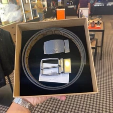 Coach F22540 Wide Leather Two Heads Metal Cut to Fit Reversible Belt in Box 38mm