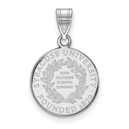 Sterling Silver Rhodium-plated LogoArt Syracuse University Medium Crest Pendant