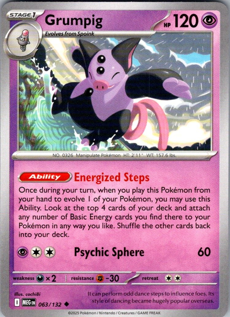 Grumpig Mega Evolution 063/132 Uncommon Pokemon Near Mint