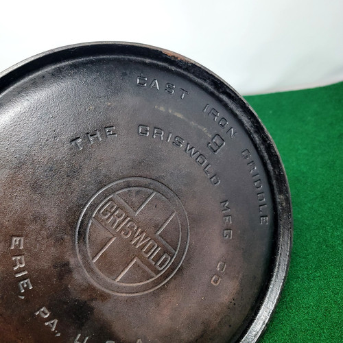 Vintage Griswold Cast Iron Griddle Pan Number #9 Large Block 609