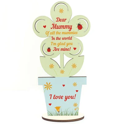RED OCEAN Mum Birthday Gift From Daughter Son Wooden Flower Mothers Day Gift For Mummy