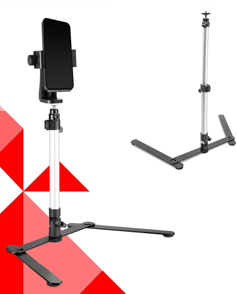 17" Lightweight Table Top Tripod Mount Stand w/ Phone Holder for Android iPhone - Image 3 of 4