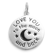 925 Sterling Silver "LOVE YOU to the moon  back" Charm Pendant Engraving Avail.