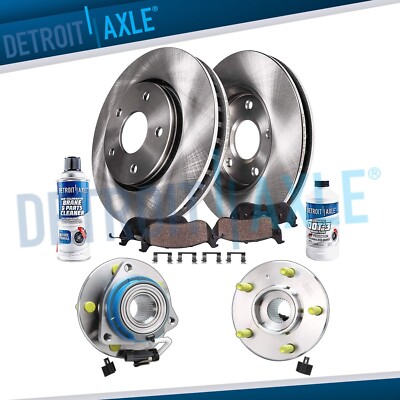 Front Wheel Bearing & Hub + Brake Rotors + Pads for DTS Lucerne LaCrosse V8